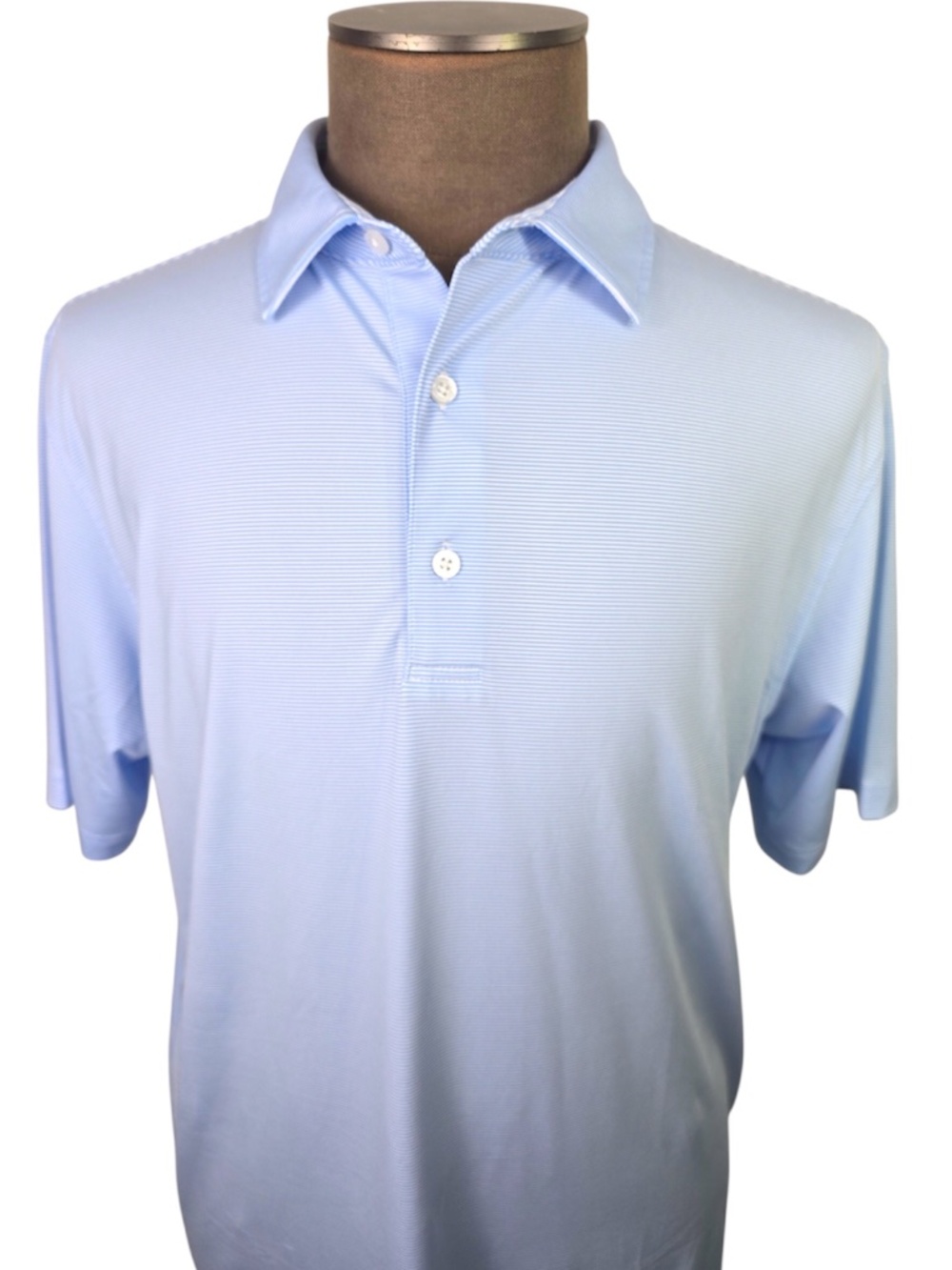 GenTeal Club Pinstripe Performance Polo Shirt | Men's XL | Blue/White